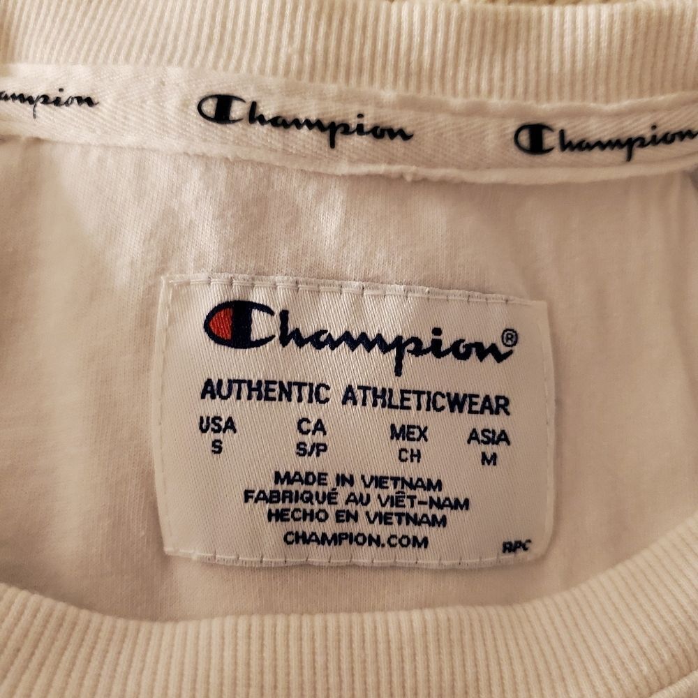 😎 CHAMPION 😎 Tie Dye French Terry Cropped Sweatshirt - [Small, Yellow/Blue] - Picture 10 of 10